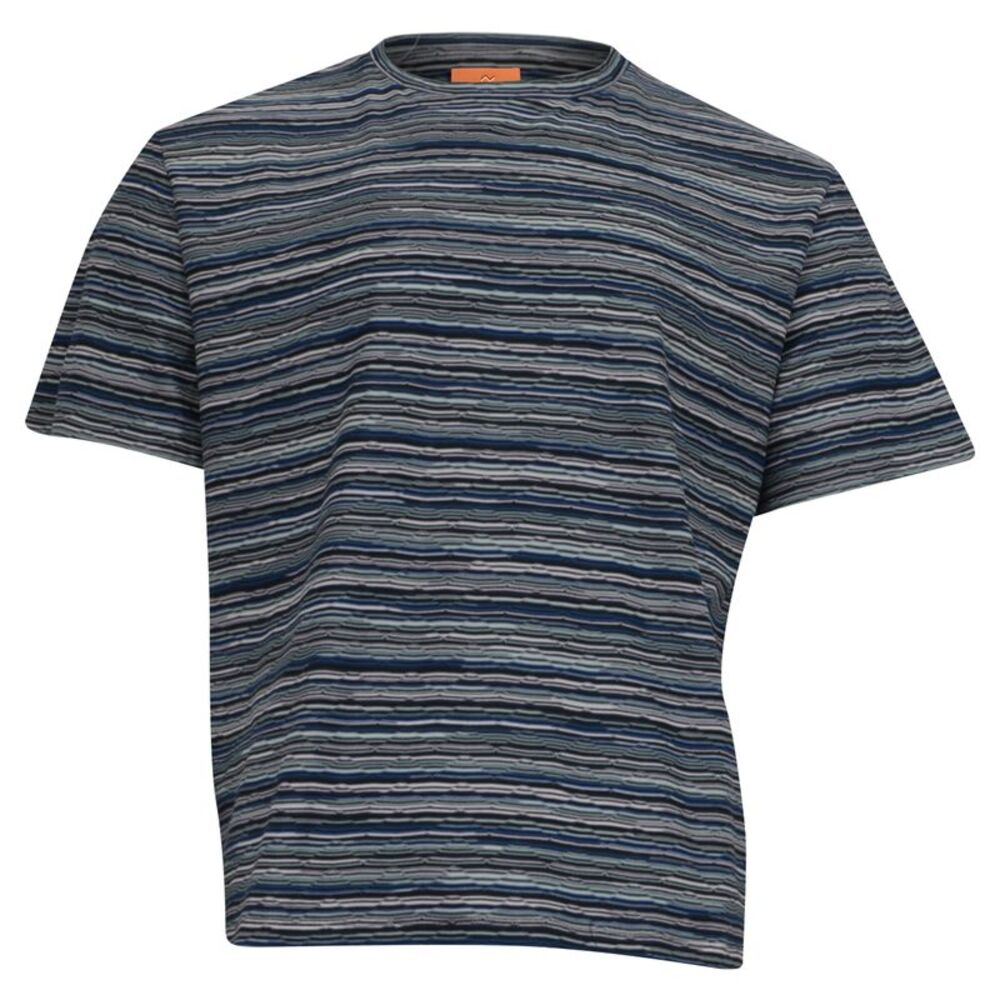 Missoni Striped Crew-Neck T-shirt in Blue Cotton
